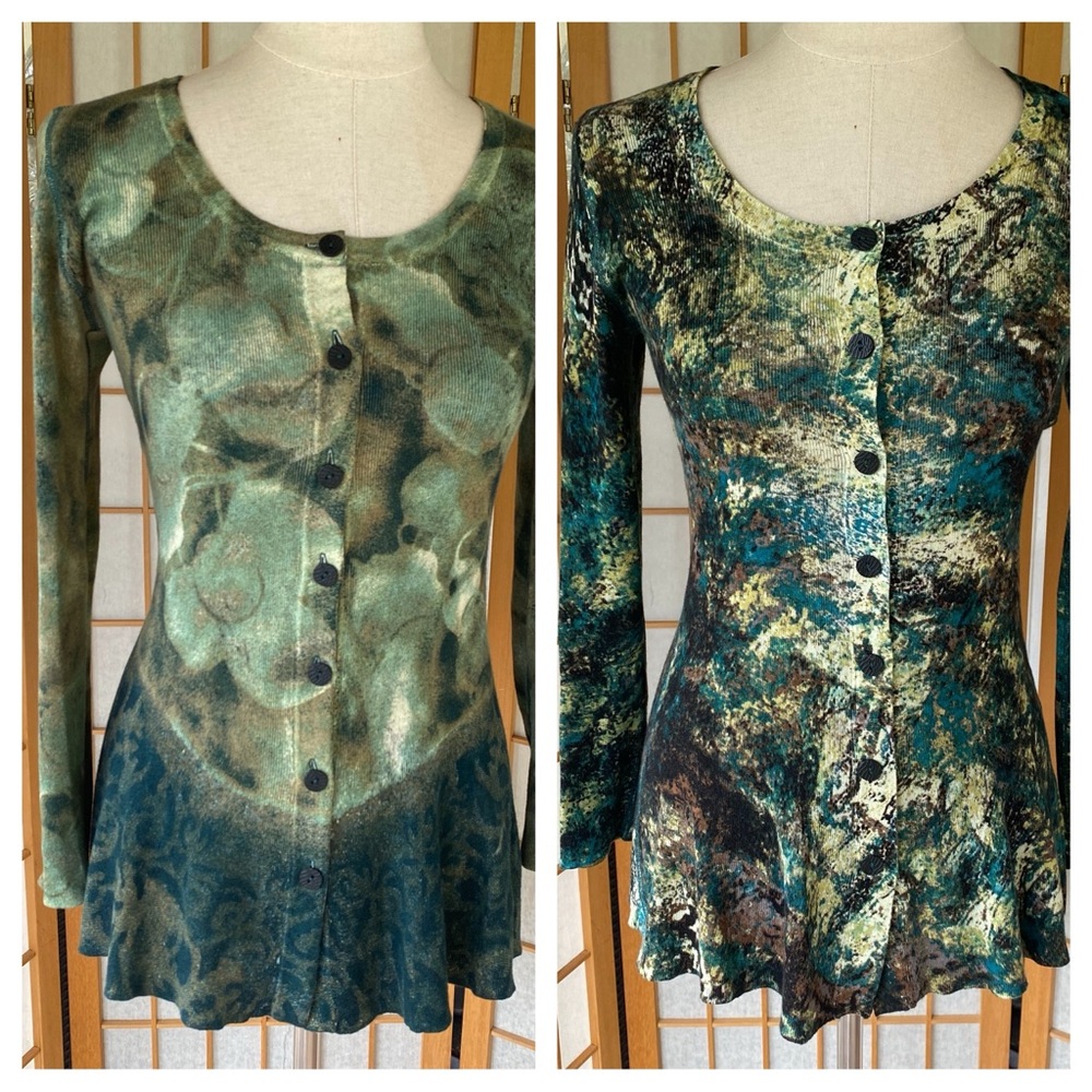 Shades of Green Reversible Lightweight Long Sleeve Cardigan Sweater
